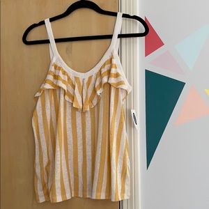 Yellow and White Striped Tank Top